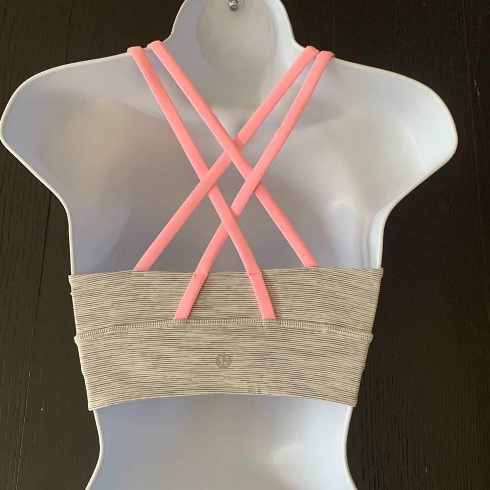Lululemon Low Impact Sports Bra - Size Small, A/B Cup - Grey with Pink